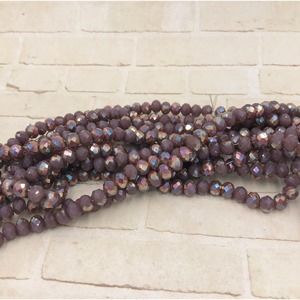 Opaque Purple AB Crystal 6x4 Rondelle Beads Strand Jewelry Making Supplies